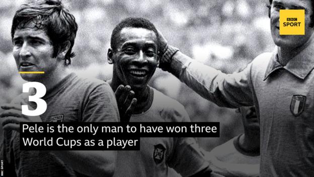 Pelé est le seul homme à avoir remporté trois Coupes du monde en tant que joueur
