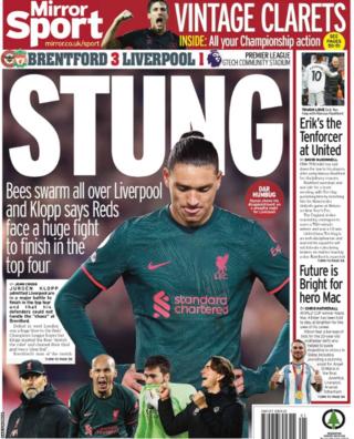 Dernière page du Daily Mirror du 3 janvier 2023