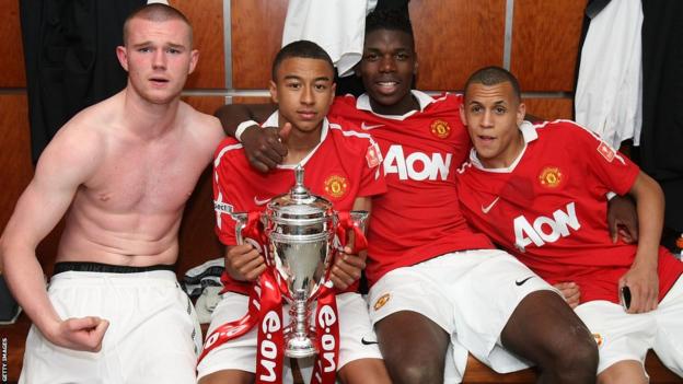 Ryan Tunnicliffe, Jesse Lingard, Paul Pogba et Ravel Morrison