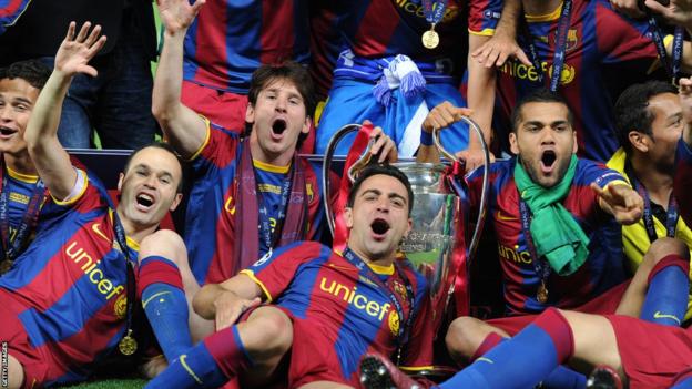Barcelone célèbre sa victoire en finale de la Ligue des champions 2011 contre Manchester United