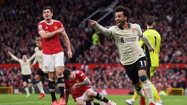 Mohamed Salah marque contre Manchester United à Old Trafford en 2021