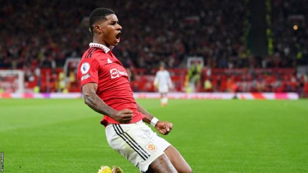 Marcus Rashford célèbre après avoir marqué contre Liverpool lors de la victoire 2-1 en août 2022