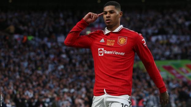 Marcus Rashford célèbre le but de Manchester United