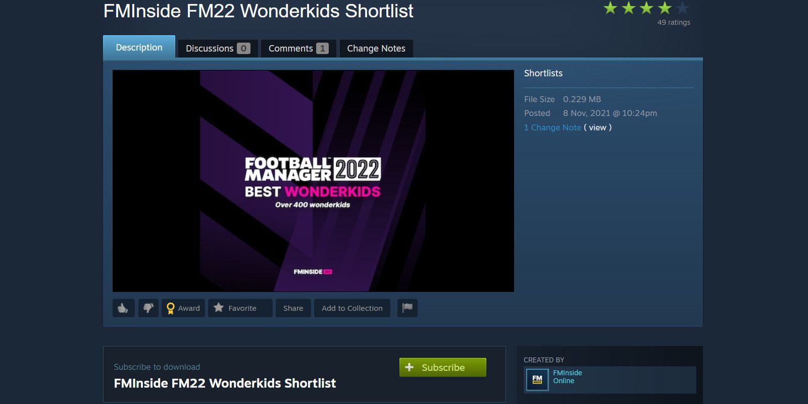 Page Steam du module Wonderkids